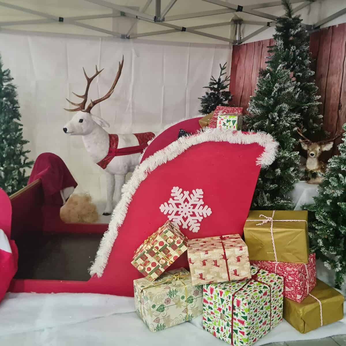 Prestation Père Noël, traineau et bonhomme de neige