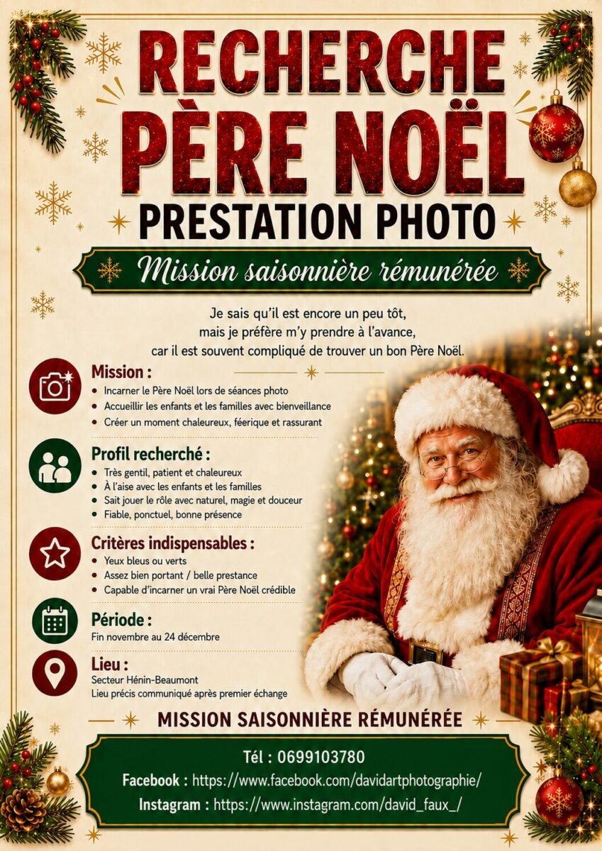 Nous cherchons un pere noel pour une prestation de plusieurs jours dans un centre commercial
